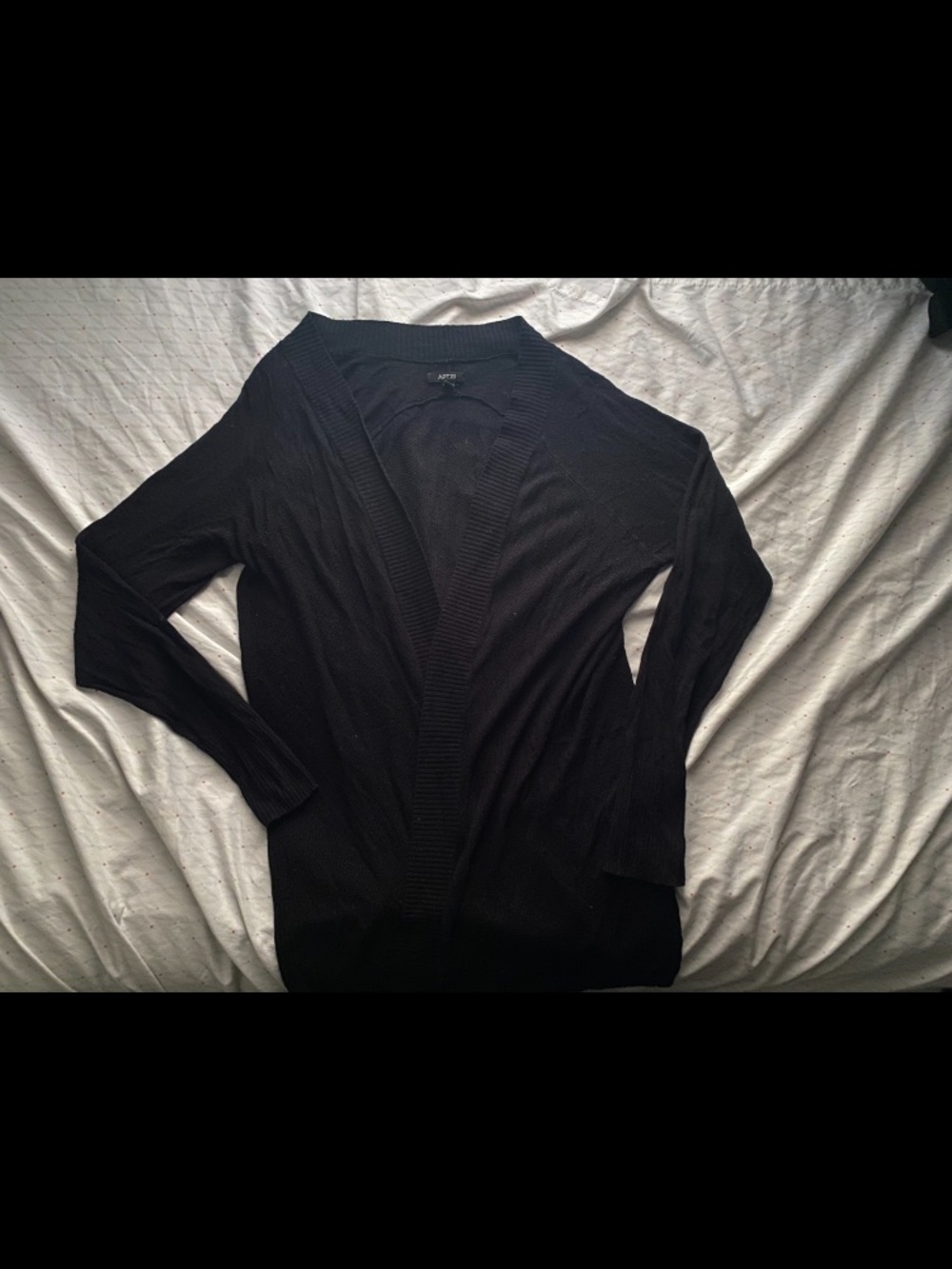 Apt. 9 Black Open-Front Ribbed Cardigan